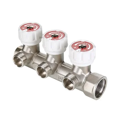 Коллектор 3/4", 4 вых 1/2" c регулирующими вентилями