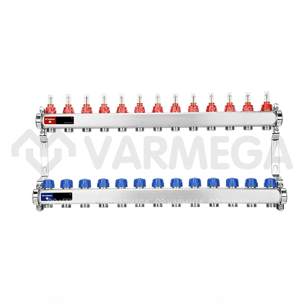 Фото - Коллекторная группа НЕРЖ. "Varmega" (VM15113) на 13 контуров с расход.