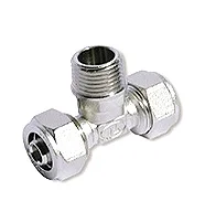 Тройник обжимной нар.резьба TM26*3/4"*26 Корея (НИКЕЛЬ)