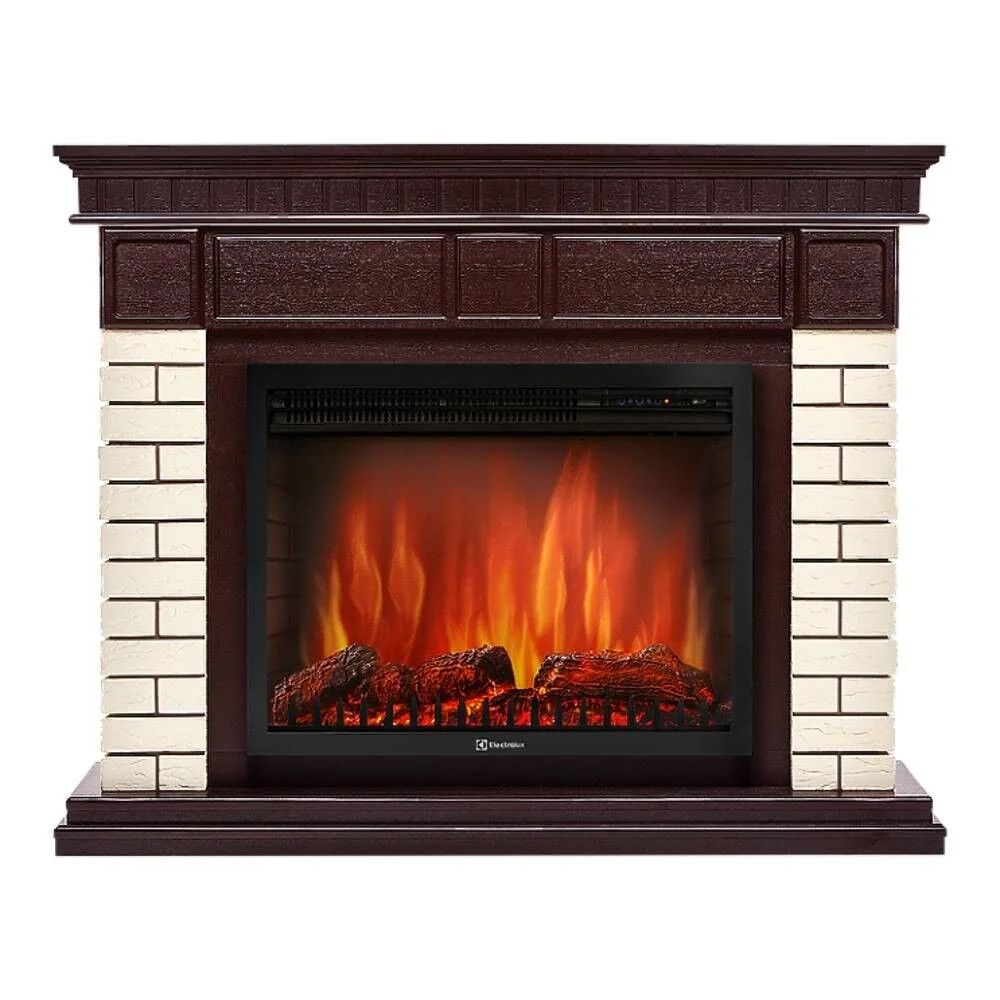 Фото - Портал Firelight Bricks 25 камень бежевый, шпон темный дуб