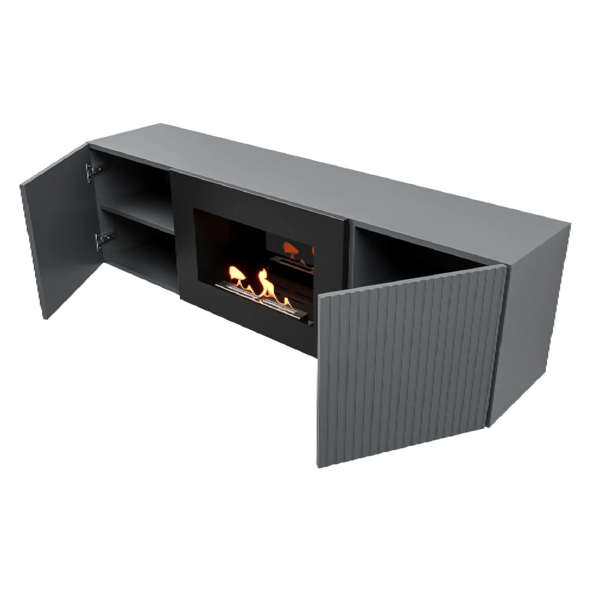 Фото - Тумба с биокамином Firelight BFP/P-1400L графит