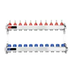 Коллекторная группа с расходомерами Varmega VM15111 ВР 1", на 11 контуров 3/4" EK, нержавеющая сталь