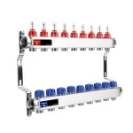 Коллекторная группа с расходомерами Varmega VM15109 ВР 1", на 9 контуров 3/4" EK, нержавеющая сталь
